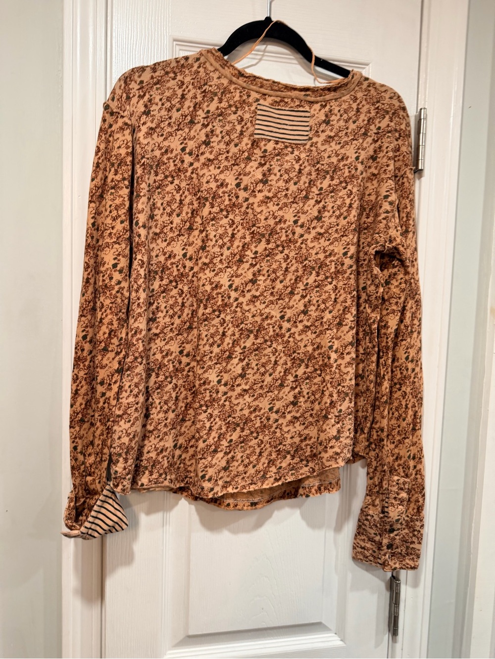 NWOT Free People We The Free Size S Floral Stripe Henley Top Long Sleeve Boho - Picture 7 of 12
